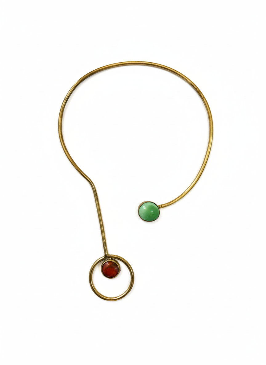Lustra Brass Gemstone Necklace